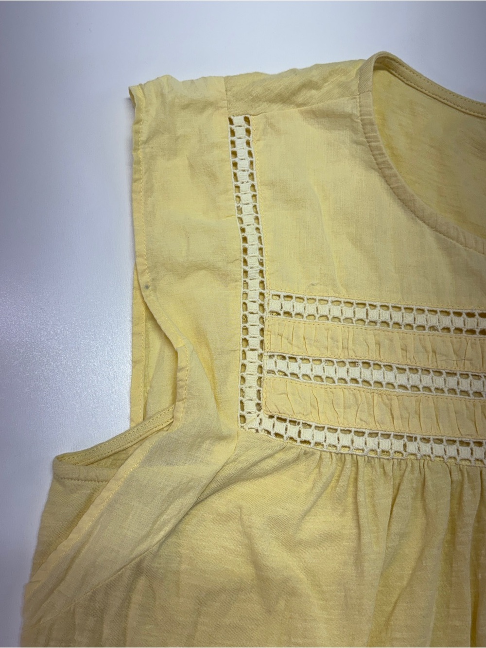 Lucky Brand Yellow Cotton Boho Peasant Crochet Trim Sleeveless Top XL - Picture 4 of 12